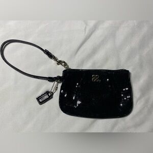 Small Black sequin coach wristlet